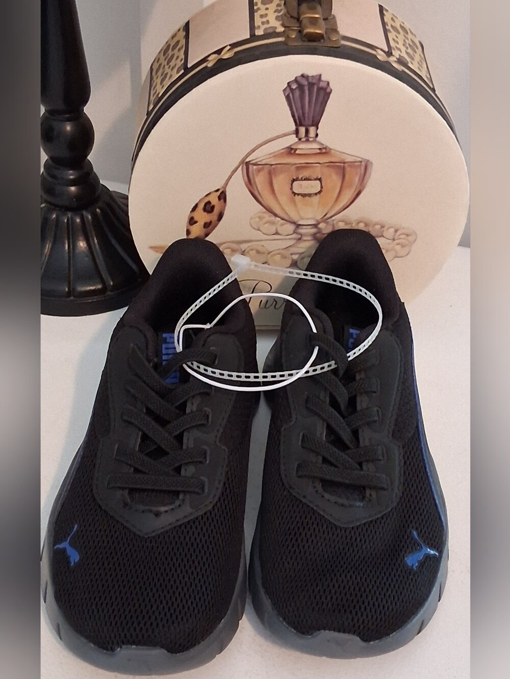 Puma Boys Black Sneakers with Blue Accents Sz 12C NWOB